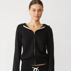 MONROW Softfleece Zip Up Hoody BLACK Clearance
