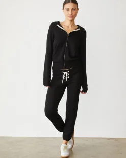 MONROW Softfleece Zip Up Hoody BLACK Clearance