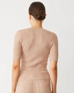 MONROW Softknit Rib Waffle Henley TAUPE Hot