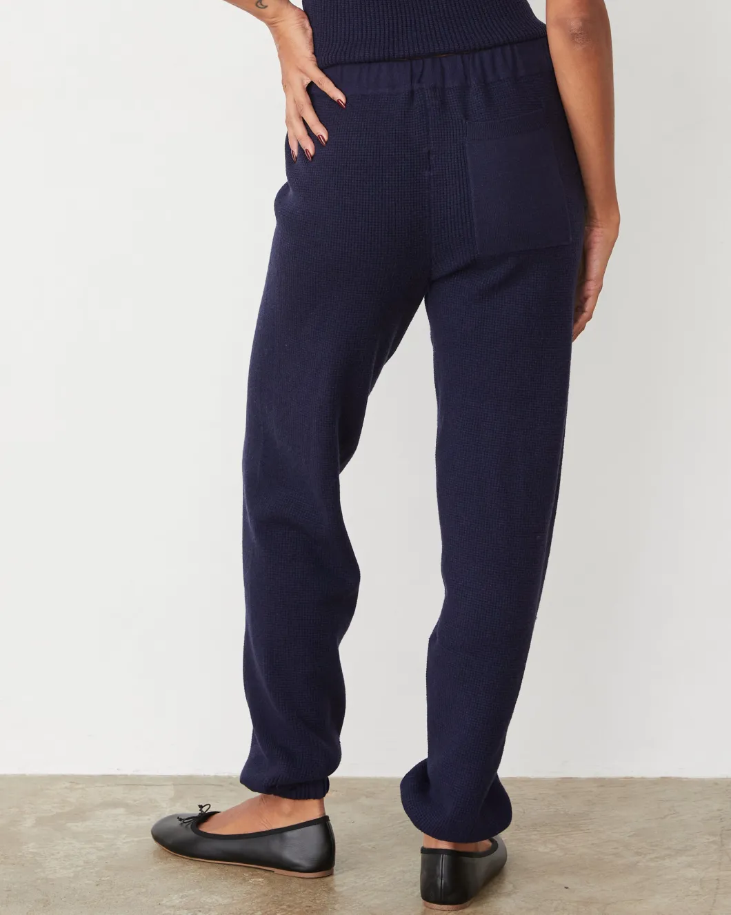 MONROW Softknit Rib Waffle Oversized Sweat DARKNAVY Sale