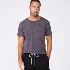 MONROW Stone Wash Relaxed Pocket Crew NEPTUNE Best