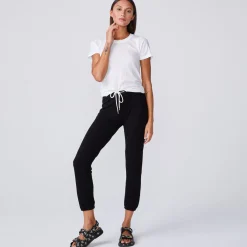 MONROW Super Fine Jersey Fitted Crew Neck Tee WHITE Discount