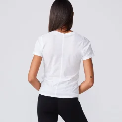 MONROW Super Fine Jersey Fitted Crew Neck Tee WHITE Discount