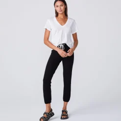 MONROW Super Fine Jersey Fitted V Neck Tee WHITE Best