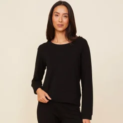 MONROW Supersoft Crew Neck Sweatshirt - Color BLACK Discount