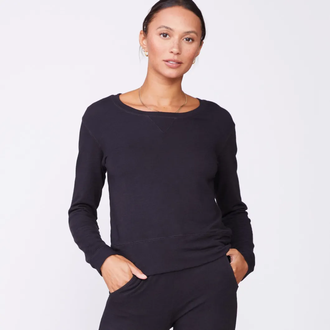 MONROW Supersoft Crew Neck Sweatshirt -Faded Black Color FADEDBLACK Cheap