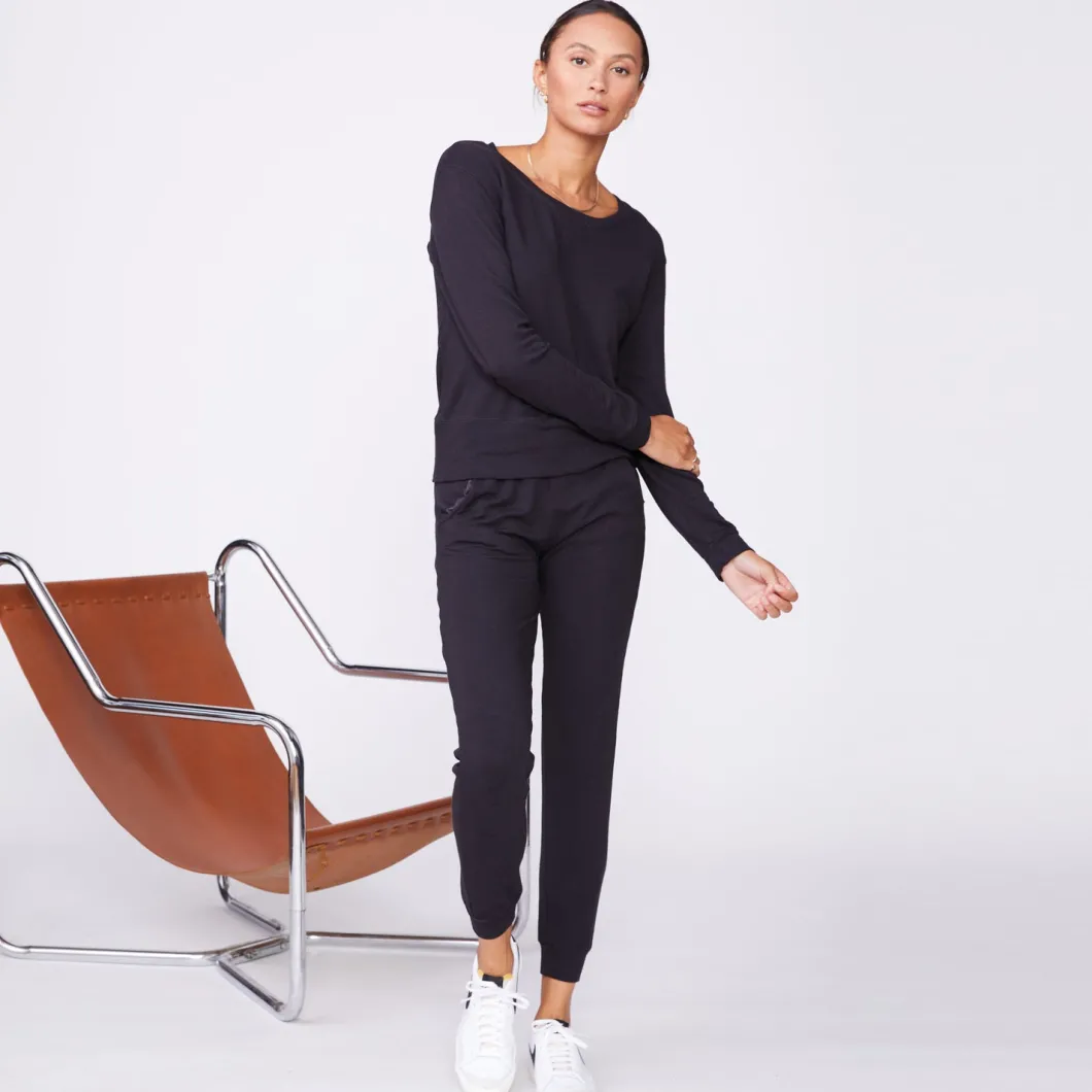 MONROW Supersoft Crew Neck Sweatshirt -Faded Black Color FADEDBLACK Cheap