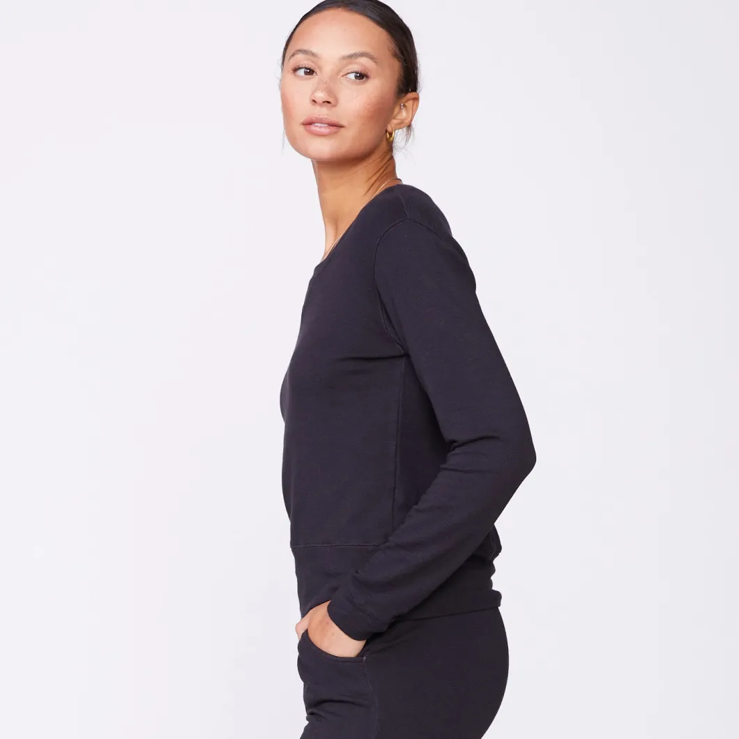 MONROW Supersoft Crew Neck Sweatshirt -Faded Black Color FADEDBLACK Cheap