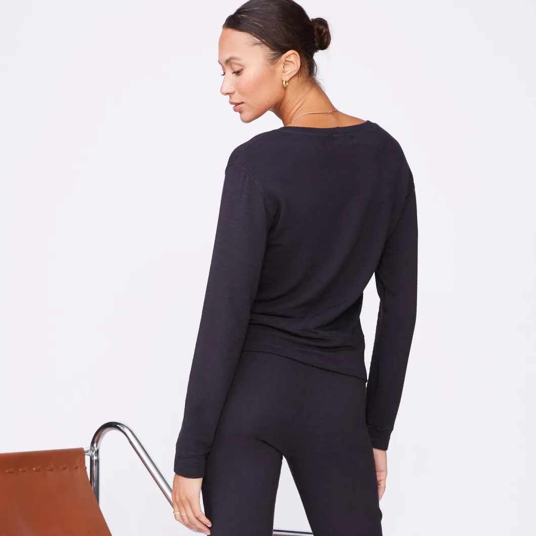 MONROW Supersoft Crew Neck Sweatshirt -Faded Black Color FADEDBLACK Cheap