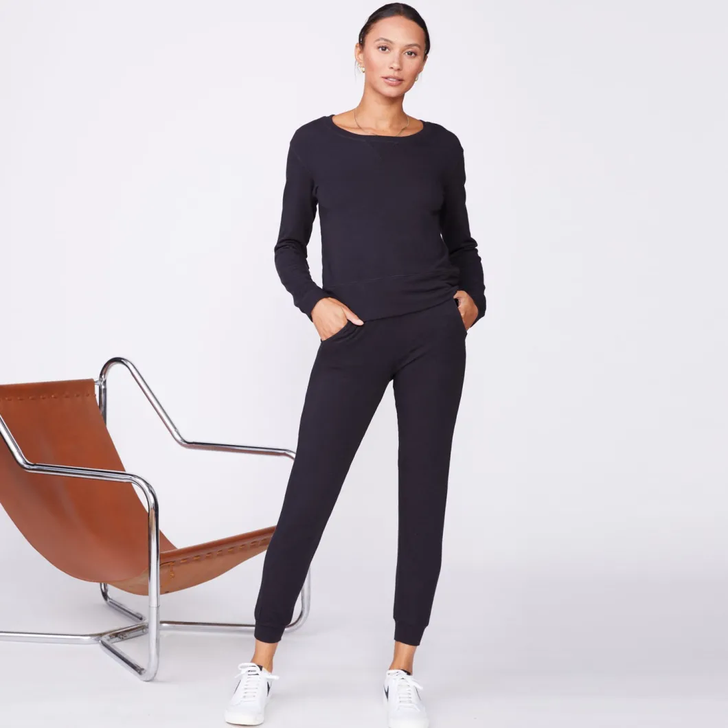 MONROW Supersoft Crew Neck Sweatshirt -Faded Black Color FADEDBLACK Cheap