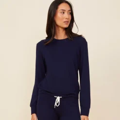 MONROW Supersoft Crew Neck Sweatshirt - Color NAVY Sale