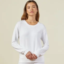 MONROW Supersoft Crew Neck Sweatshirt - Color WHITE Hot