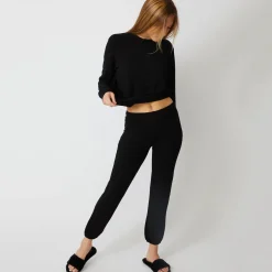 MONROW Supersoft Elastic Waist Sweats BLACK Online