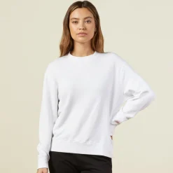 MONROW Supersoft Fleece Boyfriend Sweatshirt WHITE Outlet