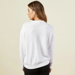 MONROW Supersoft Fleece Boyfriend Sweatshirt WHITE Outlet