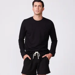 MONROW Supersoft Fleece Crew Neck Sweatshirt BLACK Shop