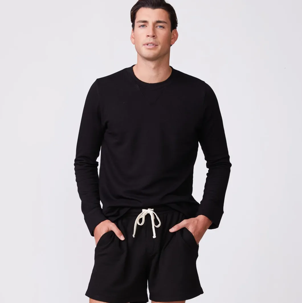 MONROW Supersoft Fleece Crew Neck Sweatshirt BLACK Shop