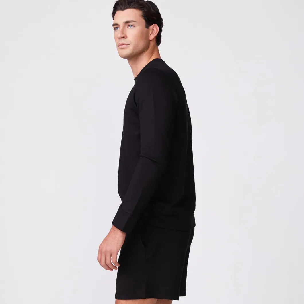 MONROW Supersoft Fleece Crew Neck Sweatshirt BLACK Shop