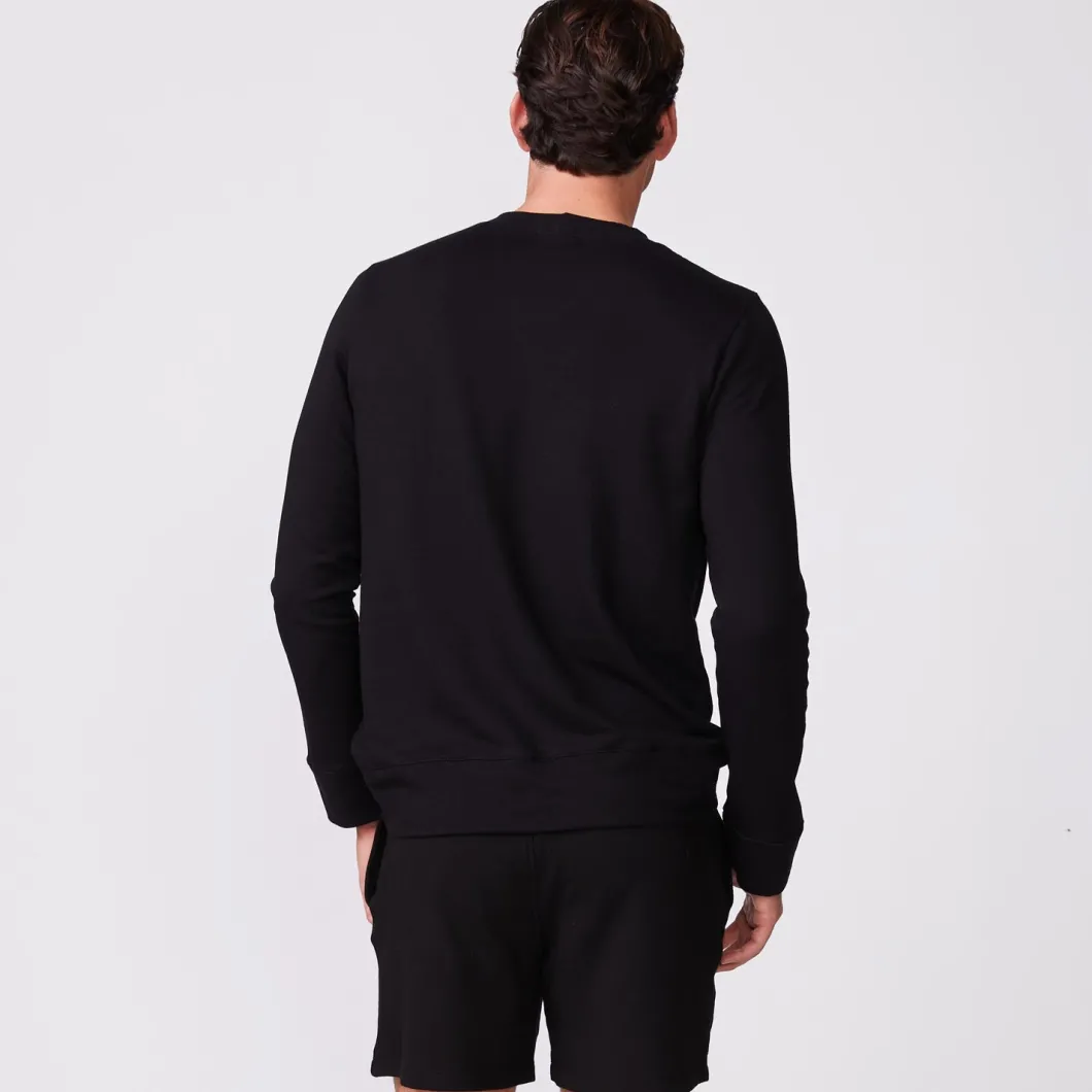 MONROW Supersoft Fleece Crew Neck Sweatshirt BLACK Shop