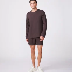 MONROW Supersoft Fleece Crew Neck Sweatshirt COCOA Clearance