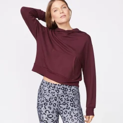 MONROW Supersoft Fleece Girlfriend Pullover MERLOT Clearance