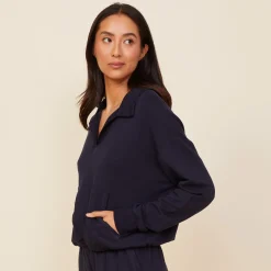 MONROW Supersoft Fleece Polo Sweatshirt NEPTUNE Flash Sale