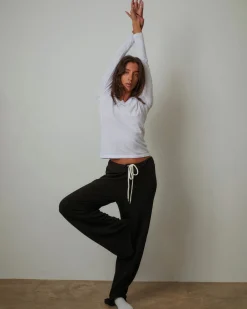 MONROW Supersoft Straight Leg Vintage Sweat BLACK Best