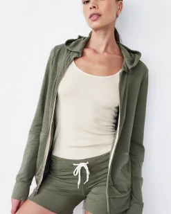 MONROW Supersoft Zip Up Hoody ARMY Store