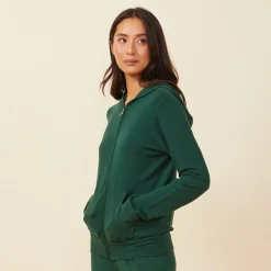 MONROW Supersoft Zip Up Hoody EVERGREEN Best