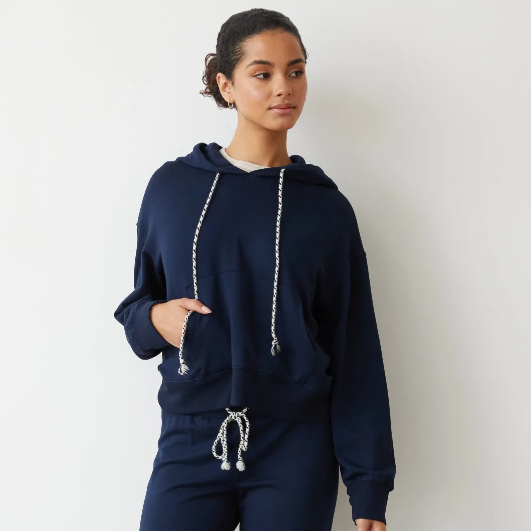 MONROW Supima Fleece Hoody DARKNAVY Clearance