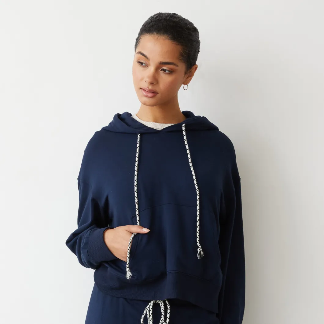MONROW Supima Fleece Hoody DARKNAVY Clearance
