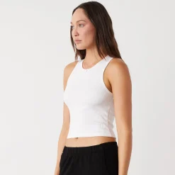MONROW Supimaluxe Rib Crop High Neck Tank WHITE Best Sale