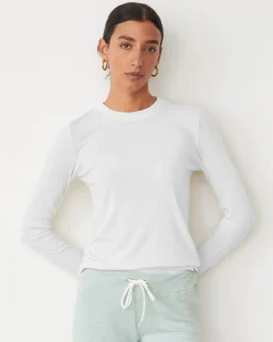 MONROW Supimaluxe Rib Long Sleeve Crew WHITE Store