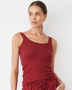 MONROW Supimaluxe Rib Scoop Neck Tank RUBY Cheap