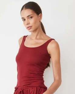 MONROW Supimaluxe Rib Scoop Neck Tank RUBY Cheap