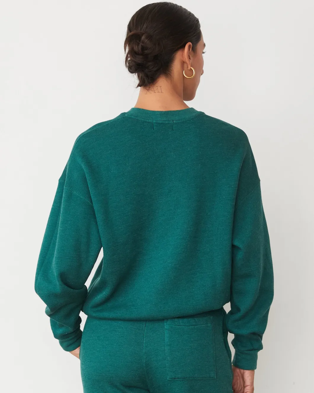 MONROW Teddy Fleece Crew Neck Sweatshirt FOREST Cheap