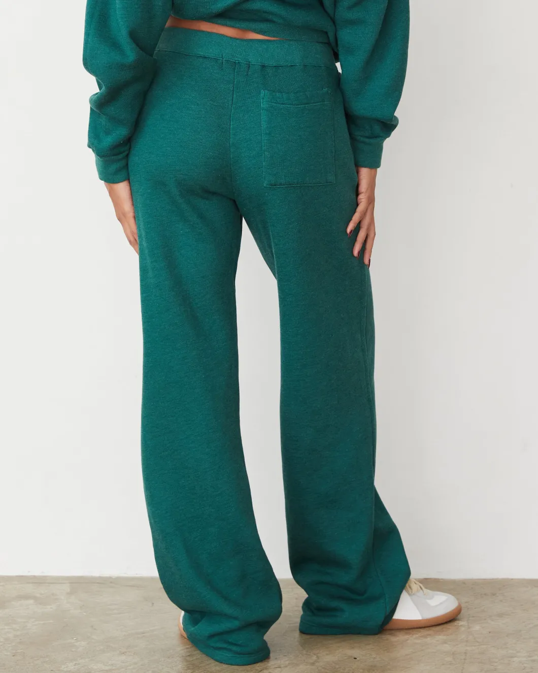 MONROW Teddy Fleece Oversized Straight Leg Sweat FOREST Clearance