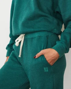 MONROW Teddy Fleece Oversized Straight Leg Sweat FOREST Clearance