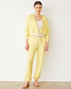 MONROW Teddy Fleece Relaxed Zip Up Hoody LEMON Best