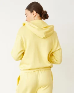 MONROW Teddy Fleece Relaxed Zip Up Hoody LEMON Best