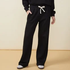 MONROW Teddy Fleece Straight Leg Sweat BLACK Discount