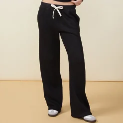 MONROW Teddy Fleece Straight Leg Sweat BLACK Discount