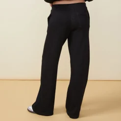 MONROW Teddy Fleece Straight Leg Sweat BLACK Discount