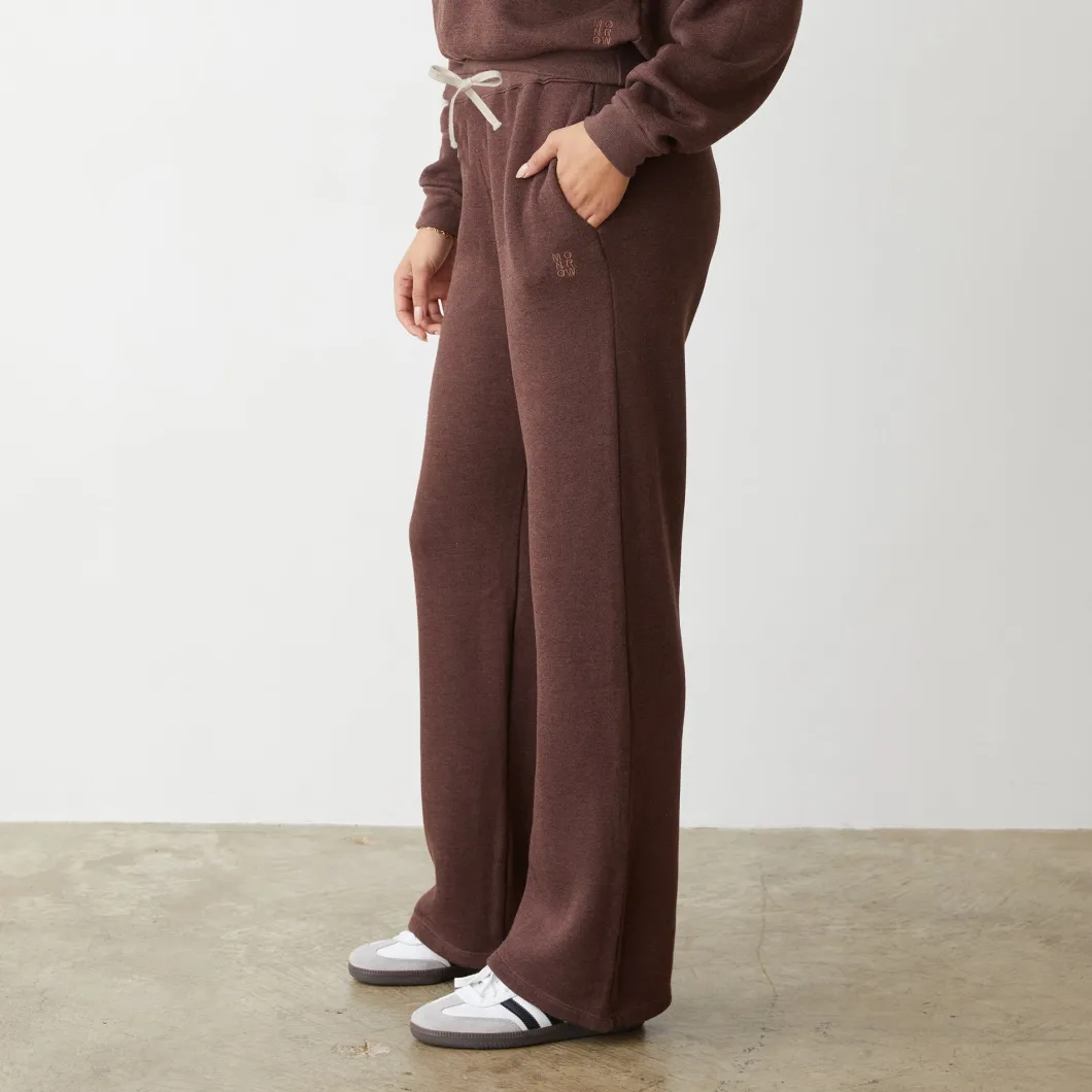 MONROW Teddy Fleece Straight Leg Sweat DARKOAK Fashion