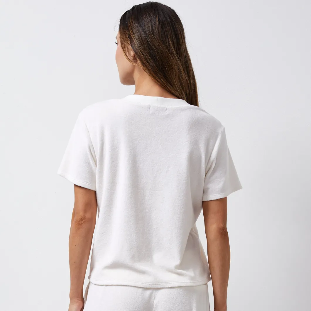 MONROW Terry Cloth Button Down Top PEARL Best