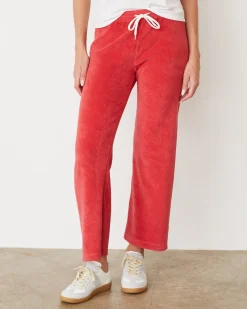 MONROW Terry Cloth Crop Pant CHERRY Sale