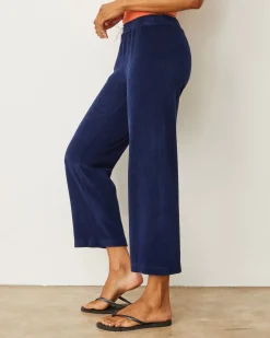 MONROW Terry Cloth Crop Pant NAVY Best