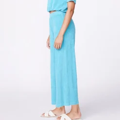 MONROW Terry Cloth High Waisted Flare Sweat SKY Discount