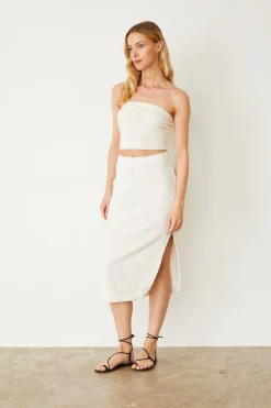 MONROW Terry Cloth Midi Skirt PEARL Outlet