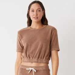 MONROW Terry Cloth Short Sleeve PECAN Outlet